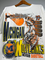 1990s All Over Print Basketball University of Michigan T-Shirt XXL