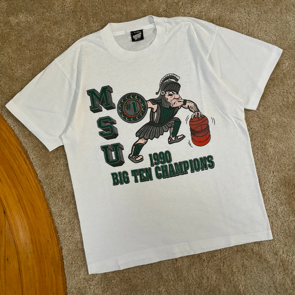 MSU “Big Ten Champs” Gruff Sparty T-Shirt Large (1990)