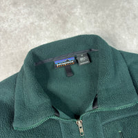 1990s Patagonia Green Synchilla Fleece Zip-up Jacket XS