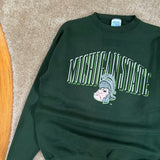 Vintage MSU Gruff Sparty Spell-out Crewneck Sweatshirt Large (1990s)