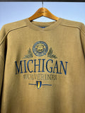 1990s UofM Embroidered Crest Gold Crewneck X-large