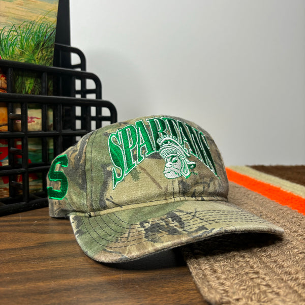 1990s MSU Gruff Sparty Camo Snapback Hat