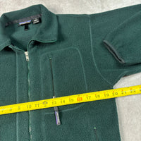 1990s Patagonia Green Synchilla Fleece Zip-up Jacket XS