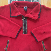 Vintage The North Face Red Fleece 1/4 Zip Pullover Large (1990s)