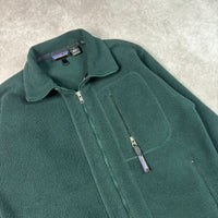 1990s Patagonia Green Synchilla Fleece Zip-up Jacket XS