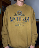 1990s UofM Embroidered Crest Gold Crewneck X-large