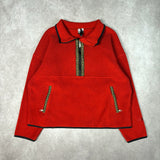 1990s The North Face Red Fleece 1/4 Zip Pullover Large