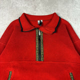 1990s The North Face Red Fleece 1/4 Zip Pullover Large