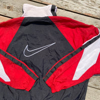 1990s NIKE RED/BLACK BIG SWOOSH FULL ZIP WINDBREAKER LARGE